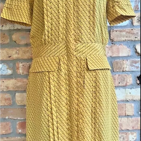 Pleated Short Sleeve Dress Marigold Size 6 NWT MSRP $2500 Belstaff 100% Silk - Picture 14 of 14